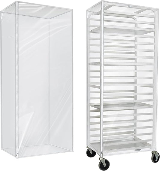 BIEAMA Bun Rack Cover – 20 Tier Commercial Bakers Racks Sheet Pan Rack Cover PVC with 2 Sided Zippers, Clear 27" L x 21" W x 64" H by BIEAMA