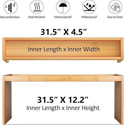 Over the Stove Spice Rack, 33" Wide Bamboo Shelf Rack Organizer for Stove Top - Image 8