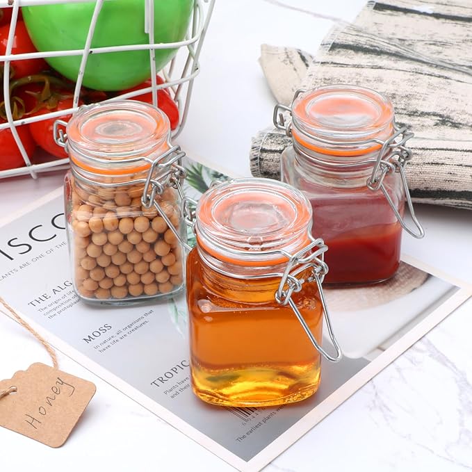 Encheng 4 oz Glass Jars With Airtight Lids And Leak Proof Rubber Gasket,Small Mason Jars With Hinged Lids For Kitchen, Mini Spice Jars With Twine And Tags Labeling 30 Pack - Image 5