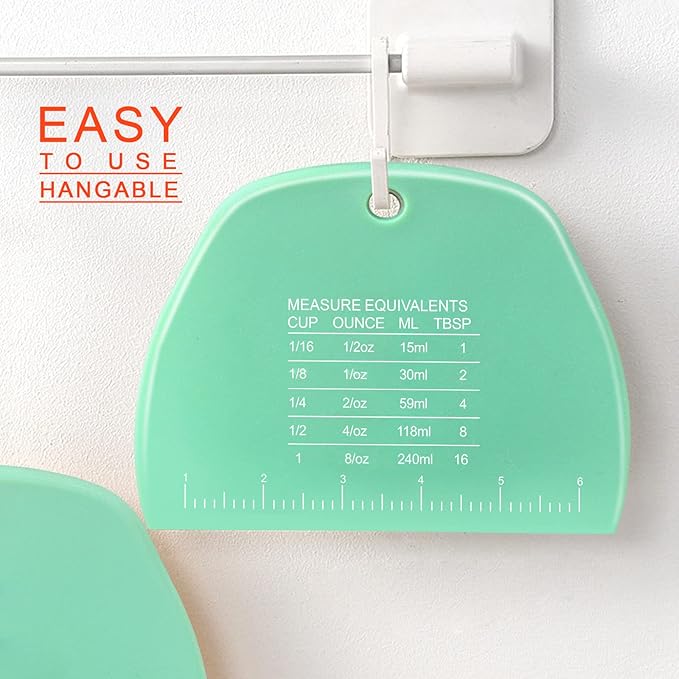 Teenitor 2 Pieces Dough Scraper, Plastic Dough Cutter, Bread Scraper for Sourdough, Bench Scraper with Measuring Scale, Multipurpose Food Scrapers for Dough, Cake, Bread Green - Image 5