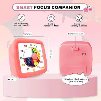 Visual Timer for Kids 60 Minute, Fruit Themed Silent Countdown Clock for Girls & Boys, Time Management Tool for Classroom, Kitchen, Toddler ADHD, Autism, Study, Pomodoro