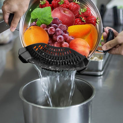 AUOON Clip On Strainer Silicone for All Pots and Pans, Pasta Strainer Clip on Food Strainer for Meat Vegetables Fruit Silicone Kitchen Colander - Image 2