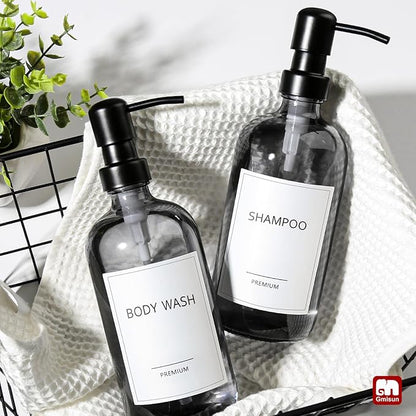 GMISUN Black Soap Dispenser, 2 Pack Hand Soap Dispensers for Bathroom, 17 Fl Oz Dish Soap Dispenser for Kitchen with Stainless Steel Pump, Modern Liquid Soap Bottle Set - Image 8