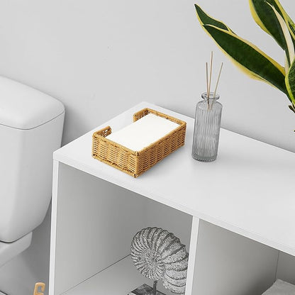 Napkin Holder for Bathroom, Woven Wicker Synthetic Rattan Guest Towel Holder Tray, Disposable Paper Hand Towel Holder for Bathroom Accessories, Dinner Napkin Holder for Kitchen Table Party