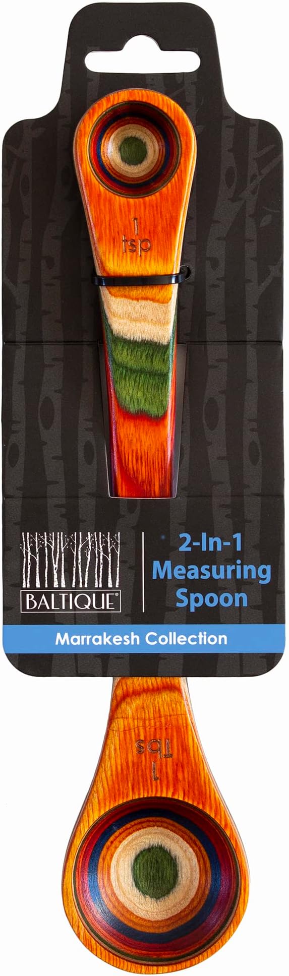Totally Bamboo Baltique Marrakesh Collection 2 in 1 Wooden Measuring Spoon with Tablespoon and Teaspoon Measurements - Image 6