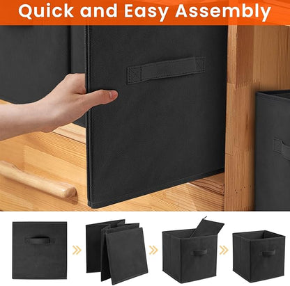 Criusia Large Storage Cubes - 13 Inch Heavy Duty Fabric Storage Bins for Shelves Closet, Cube Organizer - 8 Pack Collapsible Cube Storage Bins Baskets for Organizing Clothes Blankets Toys (Black) - Image 7