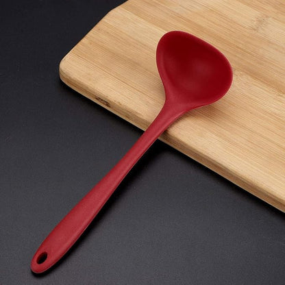 uxcell Silicone Soup Ladle Spoon 8.5 Inch Heat Resistant to 450°F One Piece Design Restaurant Kitchen Cooking Utensil for Serving Soup Red