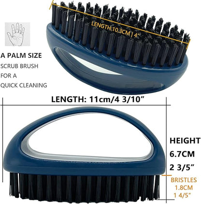 GKETN Small Scrub Brush with Nylon Bristles - Heavy Duty Cleaning Brush for Bathroom, Kitchen, Grout, Tiles - Non-Slip Teardrop Handle & Hangable Design - Deep Blue