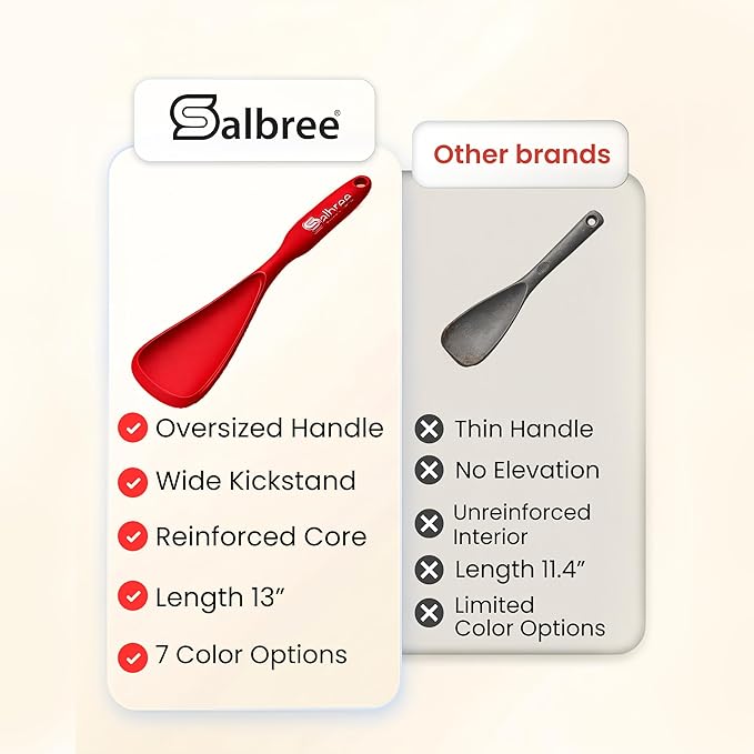 Silicone Spoon Spatula for Cooking - Multifunction Scoop Spatula Spoonula - Heat Resistant Cooking Spoon for Nonstick Cookware - Large Silicone Kitchen Spoon - Seamless Design (Red,2pcs) - Image 3