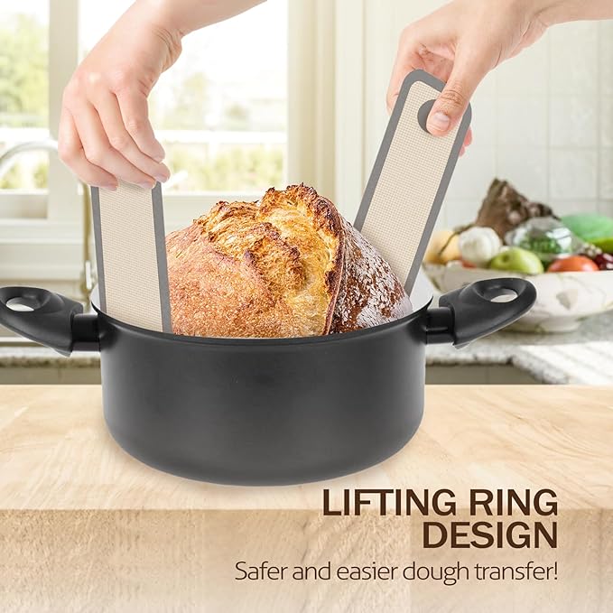 Koolstuffs Silicone Bread Sling for Dutch Oven, 2 PCS Non-Stick & Easy Clean Reusable Sourdough Mat, Sourdough Bread Baking Supplies, Tools ＆ Accessories - Image 7
