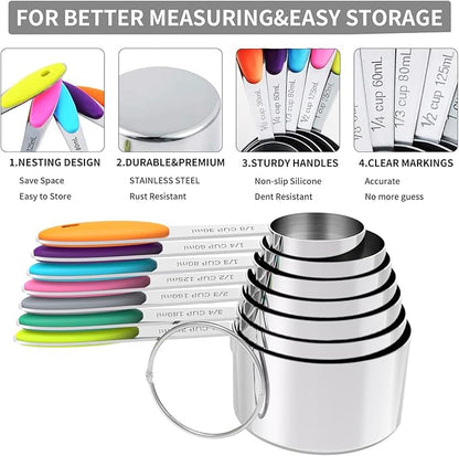 TILUCK Measuring Cups and Spoons Set, Stainless Steel, Kitchen Utensils for Cooking and Baking (12) - Image 5