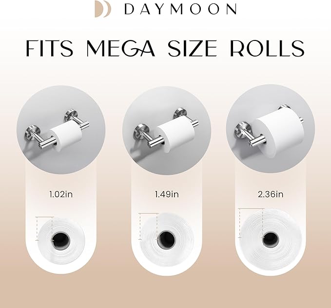Day Moon™ - Toilet Paper Holder - Modern Roll Holder for Bathroom - 1 Pack - Wall Mount - Classic, Polished Chrome - Image 5