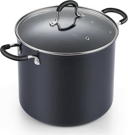 Cook N Home Nonstick Stockpot Soup pot with Lid Professional Hard Anodized 10 Quart, Oven safe - Stay Cool Handles, Black by CookNHome