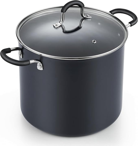Cook N Home Nonstick Stockpot Soup pot with Lid Professional Hard Anodized 10 Quart, Oven safe - Stay Cool Handles, Black by CookNHome