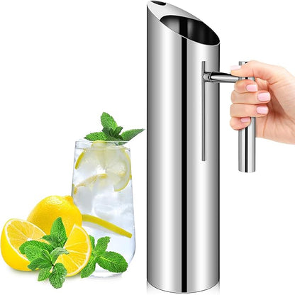 Funnymoom Stainless Steel Water Pitcher 70oz Modern Metal Pitcher with Ice Guard Silver Carafe Drink with Handle or Iced Hot Drink Tea Juice Coffee Beer by Funnymoom