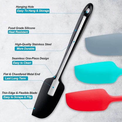 Mini Silicone Spatula - BPA Free Pro-Grade 600ºF Heat-Resistant Non-Stick Small Rubber Jar Spatula - Silicone Kitchen Scraper Utensil Tool for Cooking and Baking, 8.8 IN - Image 2
