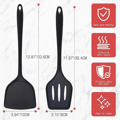 hunnycook Nonstick Frying Pan Set - Iron Frying Pan 3-Piece Set (8", 10", 12") + 2 Silicone Spatulas, With Premium Nonstick Coating, Up to 450°F, Skillet Suitable for Induction, Gas & More - Image 3