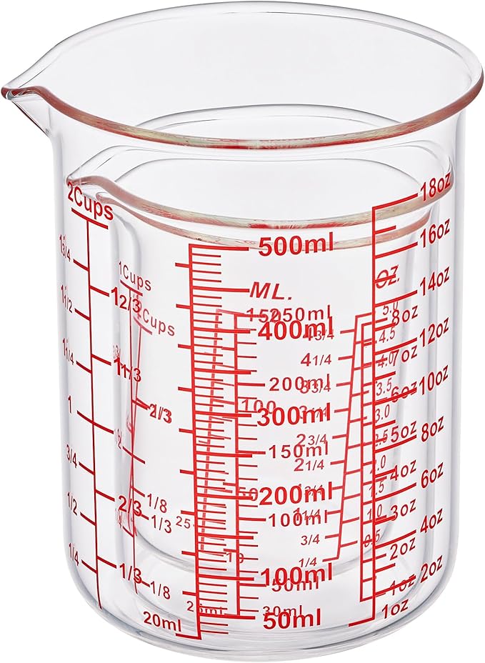 3 Piece Glass Measuring Cup Set, Includes 1/2-Cup, 1-Cup, and 2-Cup High Borosilicate Glasss Liquid Measuring Cups, Dishwasher, Freezer, Microwave, and Preheated Oven Safe, Essential Kitchen Tools - Image 3