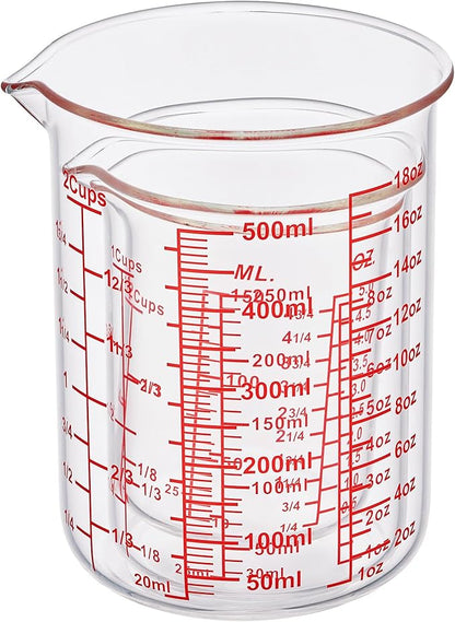 3 Piece Glass Measuring Cup Set, Includes 1/2-Cup, 1-Cup, and 2-Cup High Borosilicate Glasss Liquid Measuring Cups, Dishwasher, Freezer, Microwave, and Preheated Oven Safe, Essential Kitchen Tools - Image 3