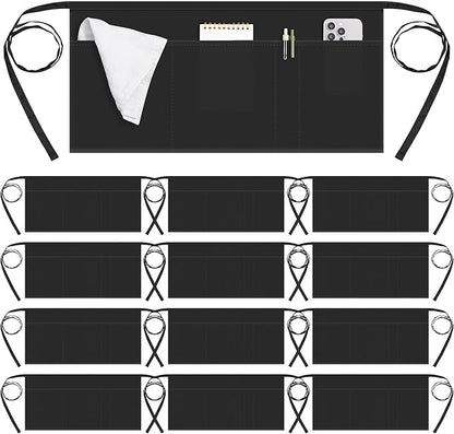 Syntus Server Apron for Men Women, Waitress Waist Apron, Black 1/3/12 Packs by Syntus