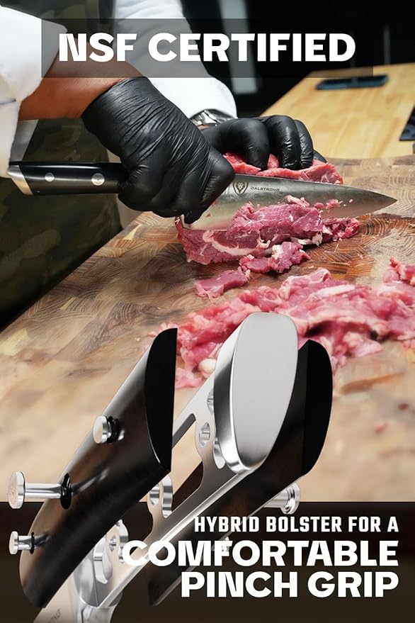 Dalstrong 12-Piece Elite Knife Block Set — German High-Carbon Steel, Full-Tang, Hand-Polished — Chef + Santoku + Nakiri + Boning + Fillet + 6 Steak — Gladiator Series Manchurian Ash Block, NSF - Image 5