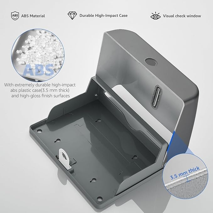 Paper Towel Dispenser Wall Mount - Adhesive Hand Towel Dispenser for Bathroom, Multi-fold/Trifold/Z Fold, 210 Sheets Large Capacity for Compact Home, Apartment & RV - Image 3