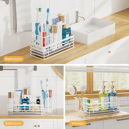 Yofidra Sponge Holder for Kitchen Sink Organizer Caddy: Sink Sponge with Instant Drying Stone, Metal Stainless Steel Basket Home Decor Storage and Organization Accessories 9.5" X 3.5" X 5.2" (White) - Image 6