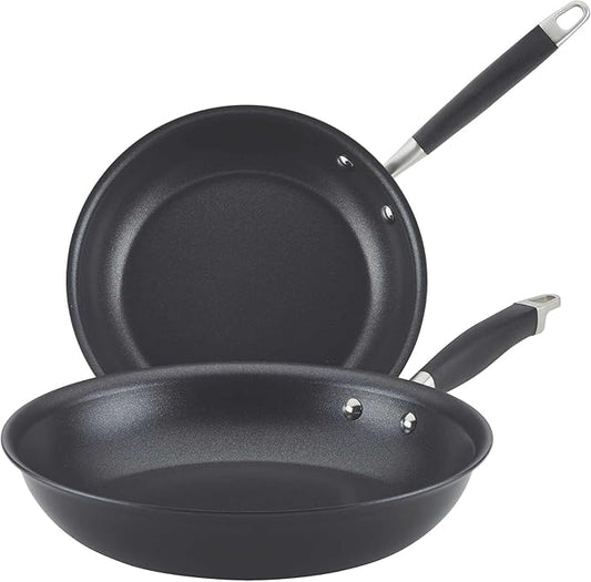Anolon Advanced Home Hard-Anodized Nonstick Skillets (2 Piece Set- 10.25-Inch & 12.75-Inch, Onyx) by Anolon