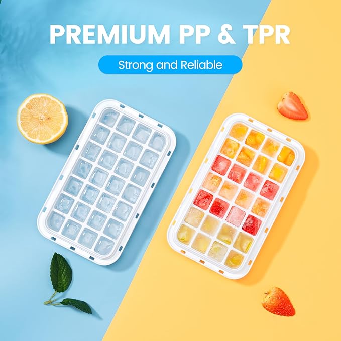 Ice Cube Tray with Lid and Bin, PHINOX 56 pcs Ice Trays for Freezer, Ice Cube Trays for Freezer with 2 trays, Container, Lid & Ice Scoop, BPA Free - Image 7