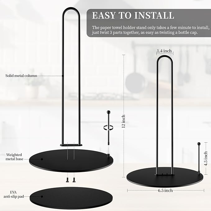 10Pack Paper Towel Holder,Bulk Black Paper Towel Holder Stand Countertop for Kitchen - Image 2
