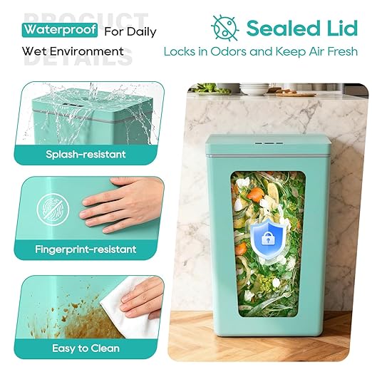 BestOffice 13 Gallon Trash Can Plastic Kitchen Trash Can Automatic Touch Free High-Capacity Garbage Can with Lid for Bedroom Bathroom Home Office 50 Liter Blue - Image 5
