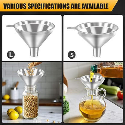 3 Pack Stainless Steel Kitchen Funnel Set,funnels for Kitchen use Filling Bottles, 2 Size Spouts Funnel and Strainer for Filling Different Bottles and Bags - Image 6