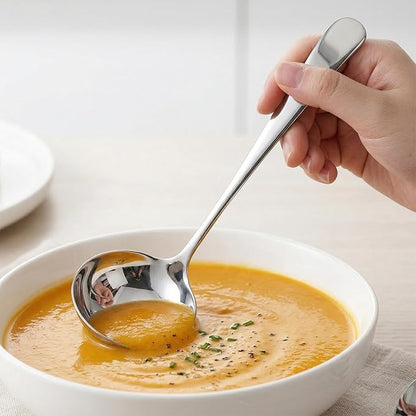 JJUNW 2 Pcs Small Silver 7.9 Inch Gravy Soup Ladle, Stainless Steel Sauce Ladle Soups Spoons, Kitchen Utensil For Spooning Gravy Sauce Soup