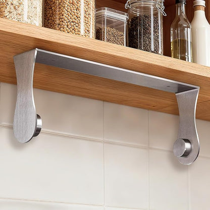 Paper Towel Holder Under Cabinet, Stainless Steel, Silver, Adhesive & Wall Mount, Under Counter Paper Towel Rack for Kitchen and Bathroom, Home and Kitchen Decor by Smipam