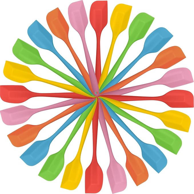 Irenare 24 Pcs Mini Silicone Spatulas Bulk 8.3 Inch Heat Resistant Scrapers Rubber Spatulas Seamless Design Non Stick Flexible for Kitchen Use Cooking Baking Mixing by Irenare