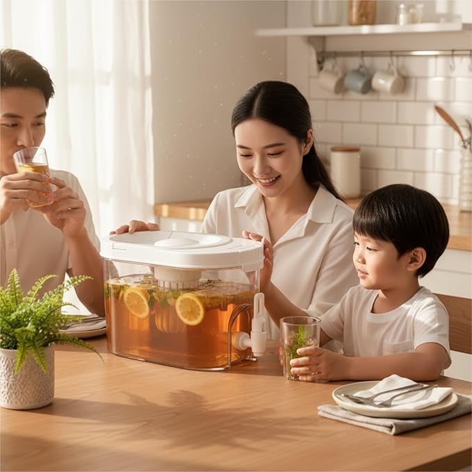GLEAVI Beverage Dispenser with Spigot: Family Fridge Pitcher - Drink Container for BBQs & Soccer Tailgating (1-Gallon/135oz)