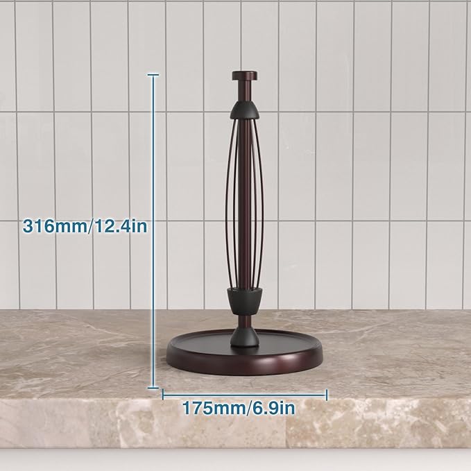 Oil Rubbed Bronze Paper Towel Holder Countertop, Bronze Kitchen Accessories Decor, Stainless Steel, Paper Towel Roll Holder Stand with Ratchet Mechanism for Kitchen Bathroom Farmhouse Essentials - Image 6