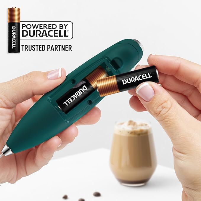 Zulay Kitchen Patented Tornado Triple Whisk Milk Frother with 4 Duracell Batteries – Handheld Foam Maker for Coffee, Lattes, Matcha & Hot Chocolate – Rich, Creamy Froth in Seconds - Dark Green - Image 7