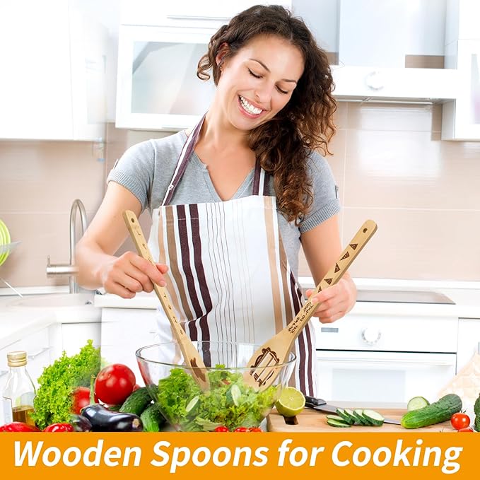 Friends TV Show Merchandise - 5 Pcs Wooden Spoon Spatula for Cooking Utensils Set,Friendsgiving Party Decorations,Friendsgiving Gift Ideas,Friends TV Show Christmas Gifts for Friends ﻿