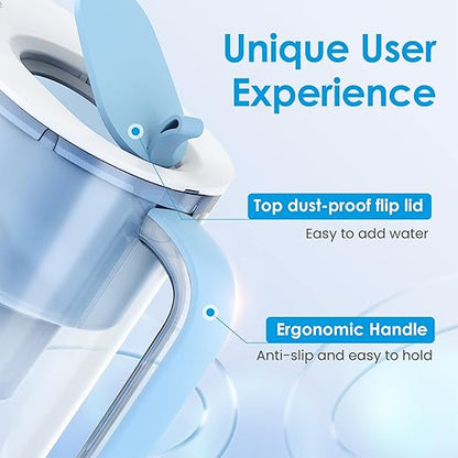 Waterdrop PT-61B Water Filter Pitcher, 10-Cup, NSF Certified, 200-Gallon Long-Life Filter, 5X Longer Filter Life, Reduces PFOA/PFOS and Chlorine, BPA-Free, Classic Manual-Flip Design, Blue - Image 7