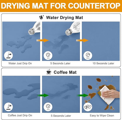 Dish Drying Mats for Kitchen Counter, Waterproof Coffee Mat for Countertop, Under Sink Mats, Coffee Bar Mat Accessories