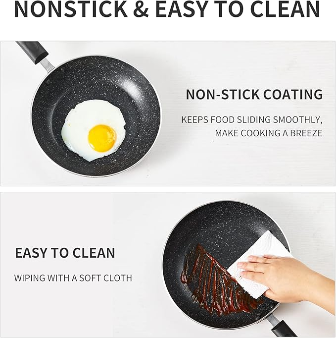 Nonstick Frying Pan Set-3-Pieces Skillet Set Induction Compatible,8 Inch,9.5 Inch and 11 Inch Omelette Pan with Bakelite Handles - Image 6