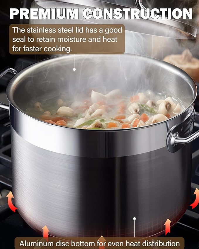 Cooks Standard 02616 Professional Grade Lid 30 Quart Stainless Steel Stockpot, Silver - Image 5