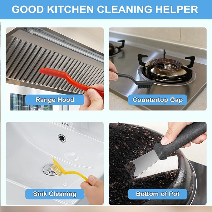 Dfacio 11Pcs Crevice Cleaning Brush Set, Hard Bristle Cleaning Supplies for Kitchen, Bathroom, Corner, Grout, Sink - Image 4