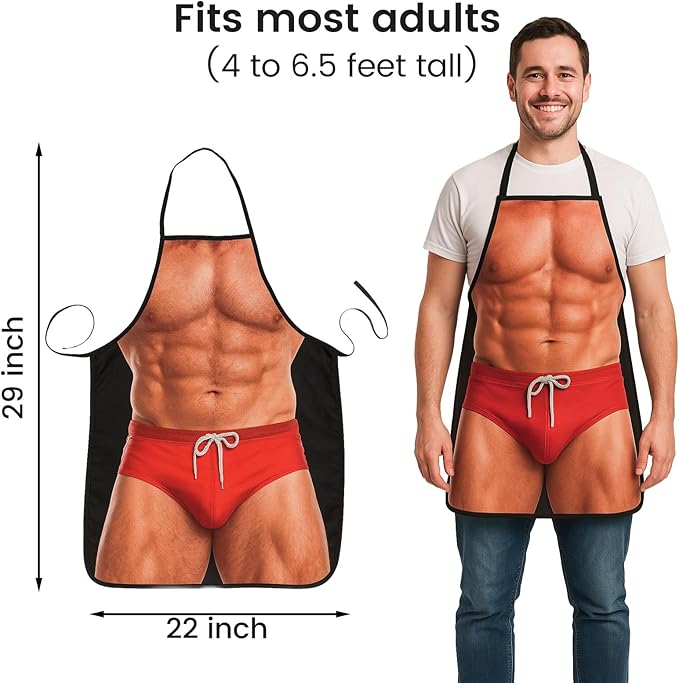 HAKSEN Funny Aprons for Men, Gag Grilling Apron for Men Women Kitchen Cooking Outdoor Party Barbecue