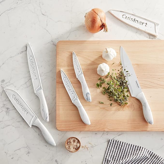 Cuisinart C55-10PWM Ceramic Coated Knife Set with Blade Guard Sheaths (10- Piece Set) in Faux Marble - Image 5