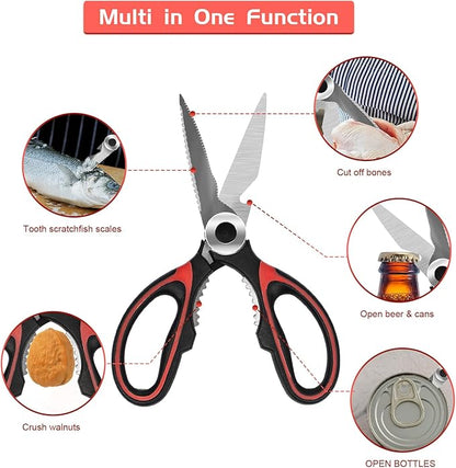 SZHLUX 2-Pack Kitchen Scissors Heavy Duty, Premium Sharp Kitchen Shears for Food, Fish, Meat, Bones, Poultry and Vegetables with Strong Stainless Steel Blades Multi Purpose Cooking Scissors - Image 2