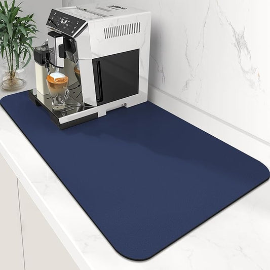 WISELIFE Coffee Mat Super Absorbent Dish Drying Mat Coffee Bar Accessories Large Drying Mats for Kitchen Counter 17" W x 30" L, Blue by WiseLife
