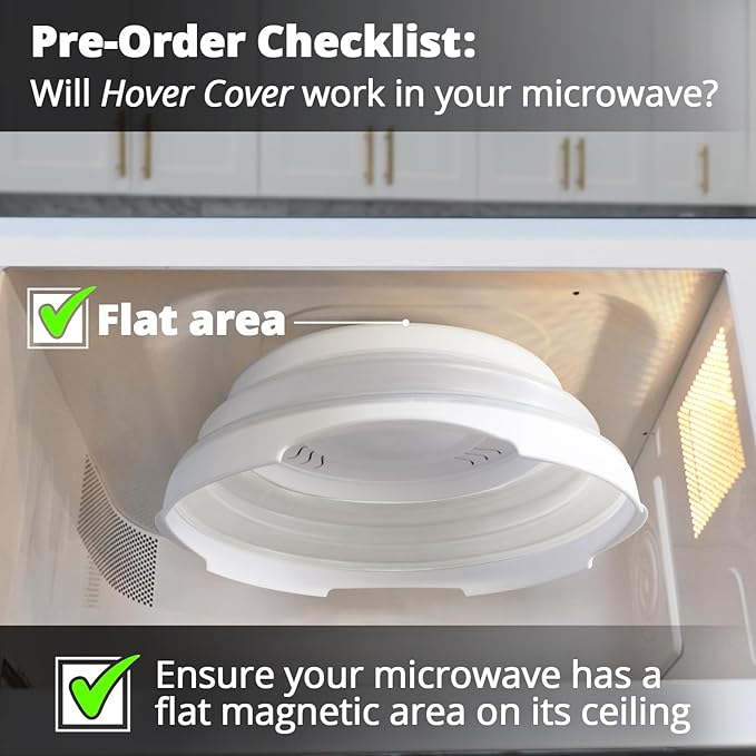 HOVER COVER Magnetic Microwave Splatter Cover with High Power, Strongest Magnetic Grip, Collapsible 12-Inch BPA-Free Food Lid, Vented Plate Guard, Dishwasher Safe, Space-Saving Storage - White - Image 3