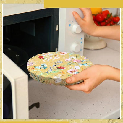 Patelai 10 Pcs Bowl Covers Reusable in 5 Size Stretch Cloth Fabric Elastic Food Storage Bowl Covers Bread Sourdough Lids for Proofing Food Fruits Leftover (Colorful,Rich Flowers) - Image 5